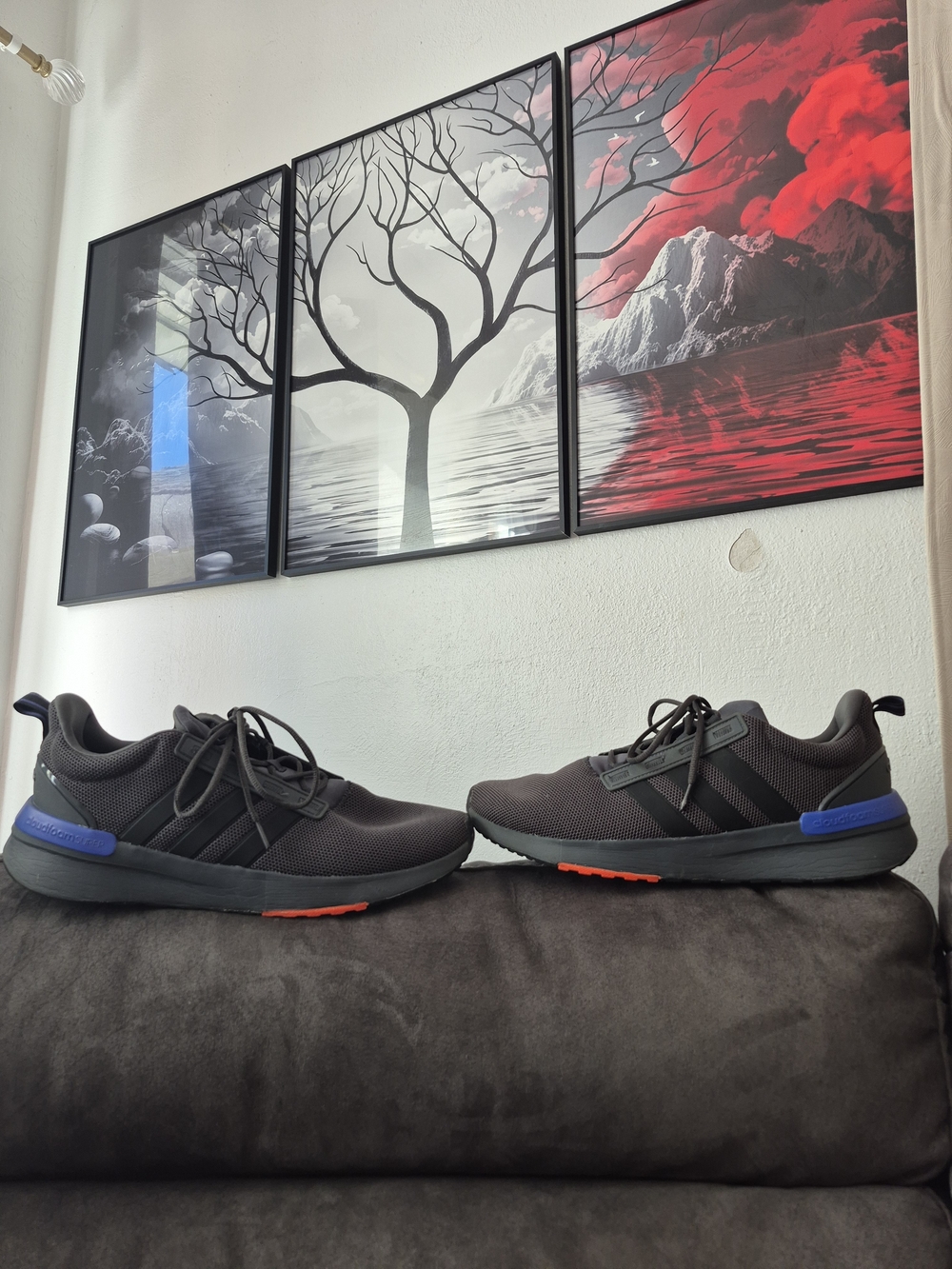 adidas Men's Black Athletic Sneakers with Blue and Orange Accents